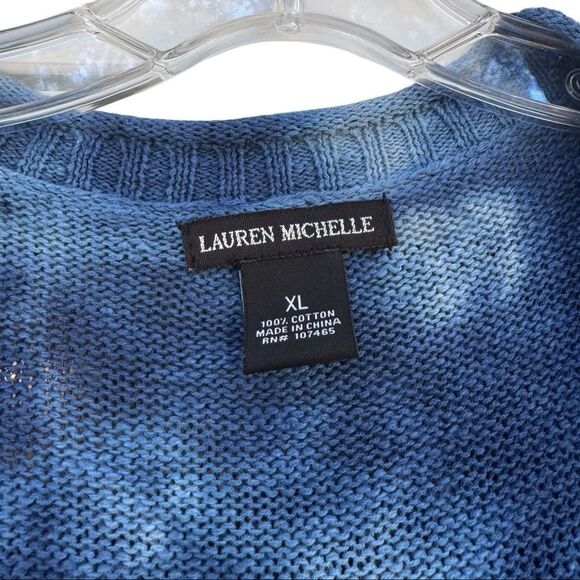 Lauren Michelle Womens Tie Dye 100% Cotton Sleevless Cardigan Tunic Blue Size XL - Picture 4 of 4